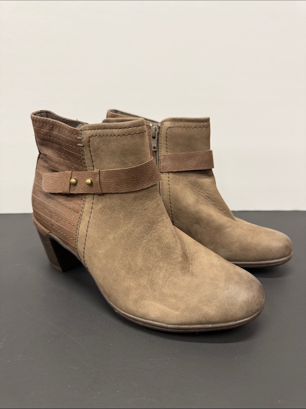 Women’s Taupe Ankle Booties with Strap